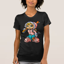 snow girl and skis t-shirt