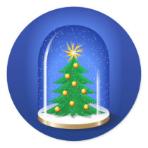 Snow Globe Round Sticker