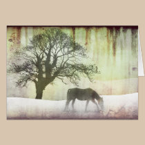 Snow Horse Holiday Card cards