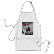 Snow horse, Merry Christmas! Apron