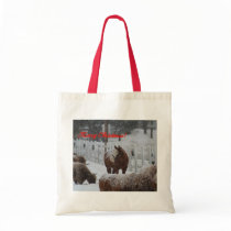 Snow horse, Merry Christmas! Canvas Bags