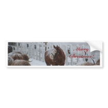 Snow horse, Merry Christmas! Bumper Stickers