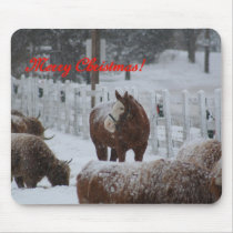 Snow horse, Merry Christmas! Mouse Pads