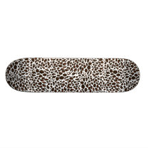 Snow Leopard Animal Print Custom Skateboard