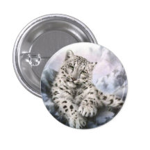 Snow leopard pinback button