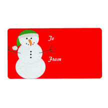 Snow man To and From Sticker Shipping Label