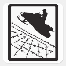 SNOW MOBILE STARTS SQUARE STICKER