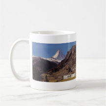 Snow on Matterhorn Blue Sky Alpine Forest Mug