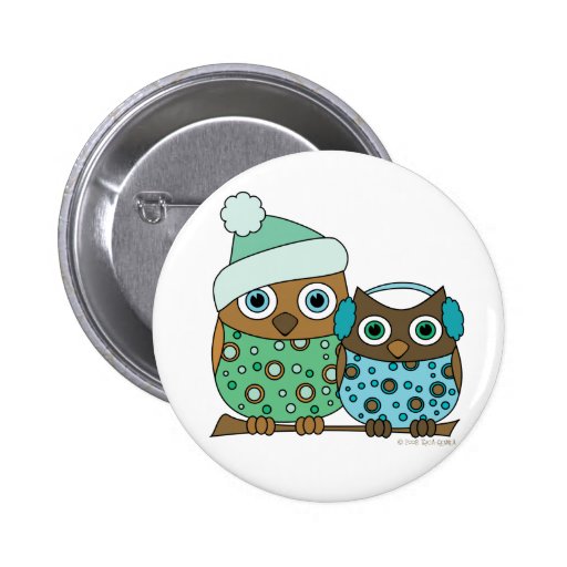 Snow Owls Pinback Button