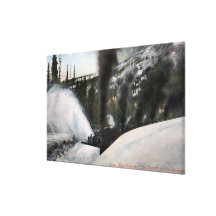 Snow Plow Railroad Clearing Tracks in Rocky Gallery Wrap Canvas