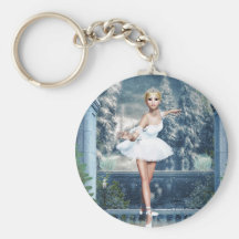 Snow Princess Ballerina Christmas Round Keychain