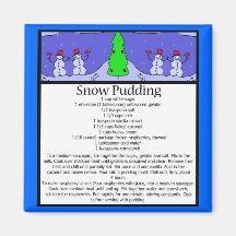 snow pudding fridge magnet