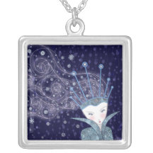 Snow Queen Pendant Square Necklace