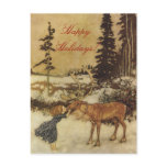 Snow Queen Reindeer Holiday Postcard