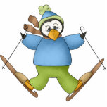 Snow Skier Penguin Ornament Photo Sculpture