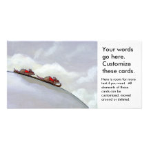 Snow skiing racing rats fun uique art rat painting custom photo card