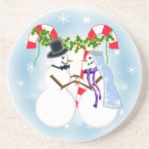 snow wedding beverage coasters