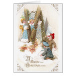 Snowball Fight Vintage Christmas Greeting Card