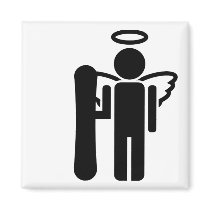 snowboard angel fridge magnet