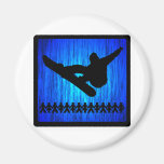 Snowboard Blue Zoom Magnet