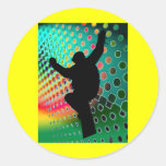 Snowboard in Cosmic Snowstorm Round Sticker