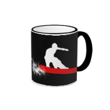 snowboard : powder trail : coffee mugs