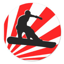 snowboard. red rays. stickers