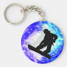 Snowboarder in Whiteout Key Chains