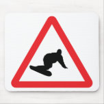 snowboarder warning sign mouse mats