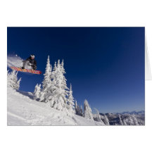 Snowboarding action at Whitefish Mountain Resort Greeting Card