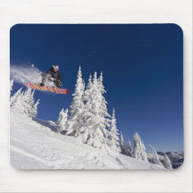 Snowboarding action at Whitefish Mountain Resort Mouse Pads