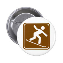 Snowboarding Highway Sign Pinback Buttons