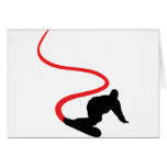 Snowboarding red Track Greeting Cards
