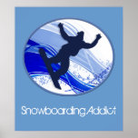 Snowboarding & Snowflakes Print