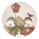 Snowbodies' Home Snowman Winter Scene Round Stickers