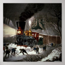 Snowbound Vintage Train Canvas Print