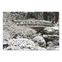 Snowfall in Portland Japanese Garden, Photo Art