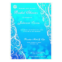 Snowflake & Bokeh Winter Bridal Shower Invite