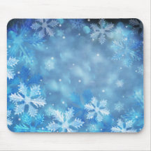 Snowflake Christmas white blue mousepad
