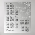 Snowflake Gem Silver Wedding Seating Chart Poster