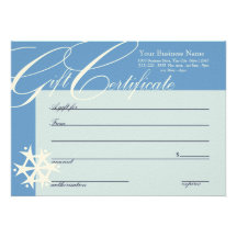 Snowflake Gift Certificate Personalized Invites