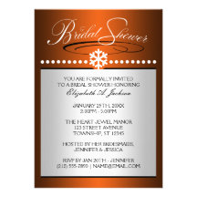 Snowflake Jewel Orange Bridal Shower Invitations