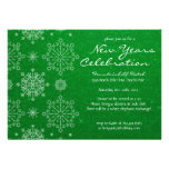 Snowflake New Years Party Invitations in Green