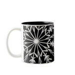 Snowflake on Black Happy Holidays Coffee Mug