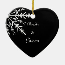 Snowflake on Black Winter Wedding Ornament