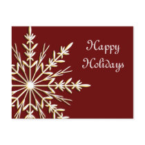 Snowflake on Red Business Happy Holidays Postcard