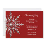 Snowflake on Red Holiday Christmas Party Invite