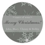 Snowflake on Silver Christmas Wine Labels stickers