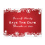 Snowflake red white winter wedding Save the Date