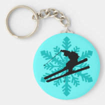 snowflake skiing keychains